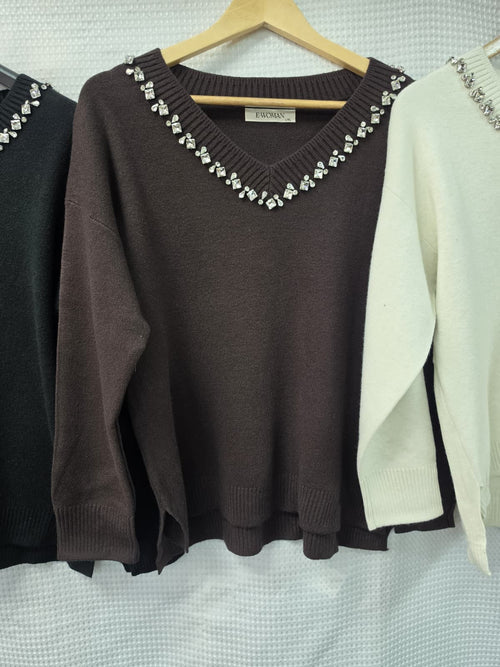 Crystal V Neck Knitwear
