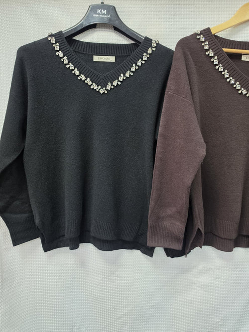 Crystal V Neck Knitwear