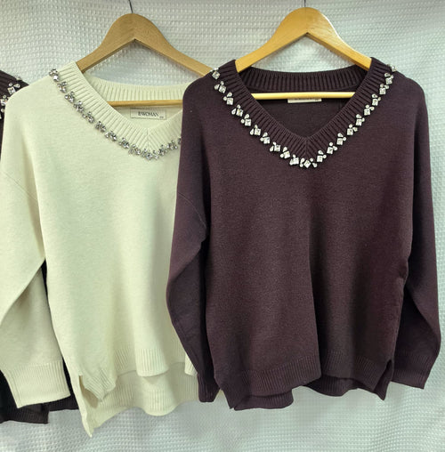 Crystal V Neck Knitwear