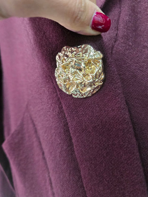 Gold Broch Collar Pocket Cardigan
