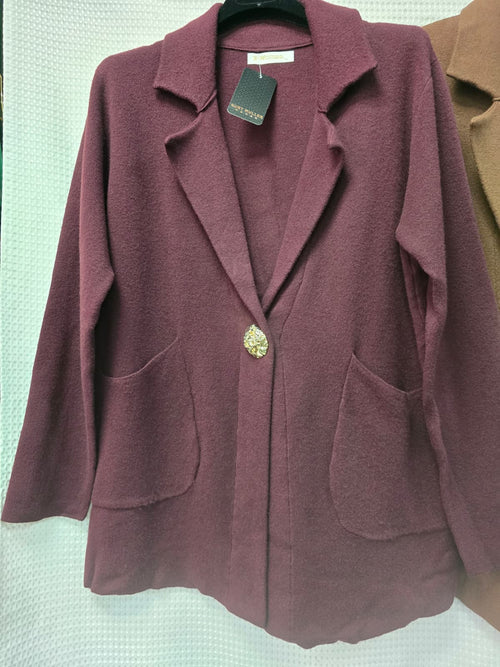 Gold Broch Collar Pocket Cardigan