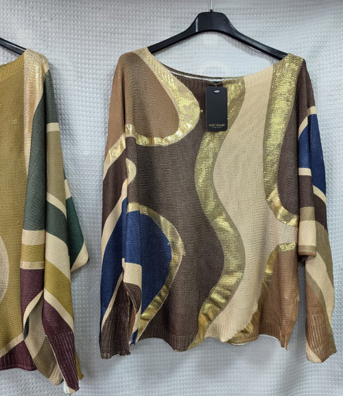 Abstract Gold Foil Fine Mesh Knit