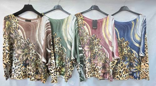 Leopard Floral Gold Foil Fine Knit