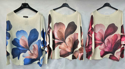 Poppy Print Fine Mesh Knit