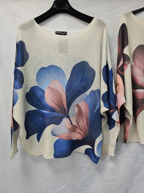 Poppy Print Fine Mesh Knit