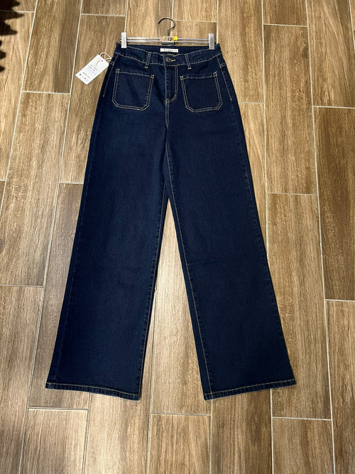 Wide Leg Two Front Pocket Indigo Voggo Jeans