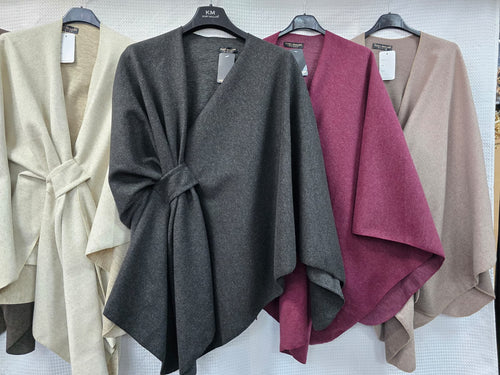 Knot Textured Wrap Cape Coat