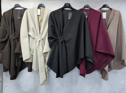 Knot Textured Wrap Cape Coat