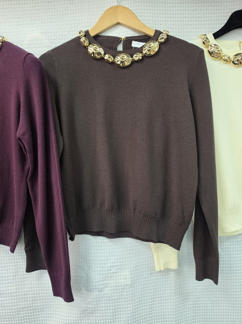 Gold Stone Cotton Fine Knit Jumper