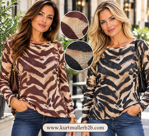 Tiger Fine Mesh Knit Top