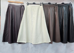 Vegan Leather Look Midi Skirt