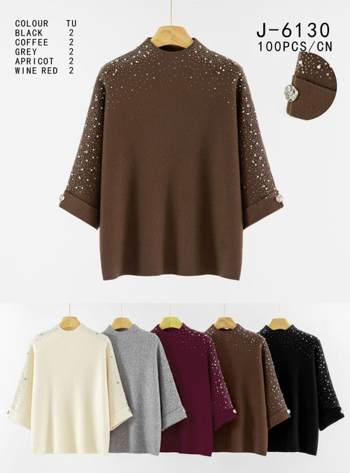 Pearl Shoulder Embellished Jumper