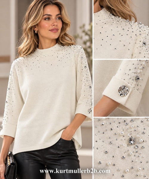 Pearl Shoulder Embellished Jumper