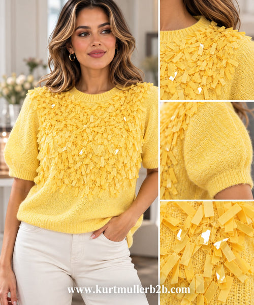 Wool Blend 3D Confetti Disc Knit Jumper
