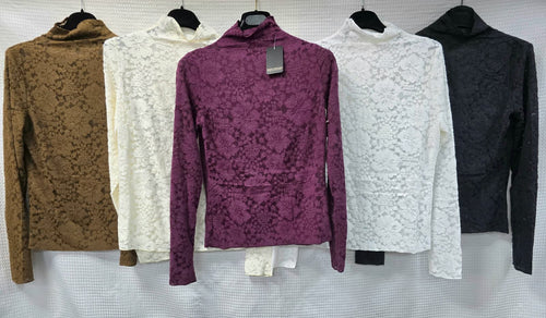 Textured Velvet Mesh Top
