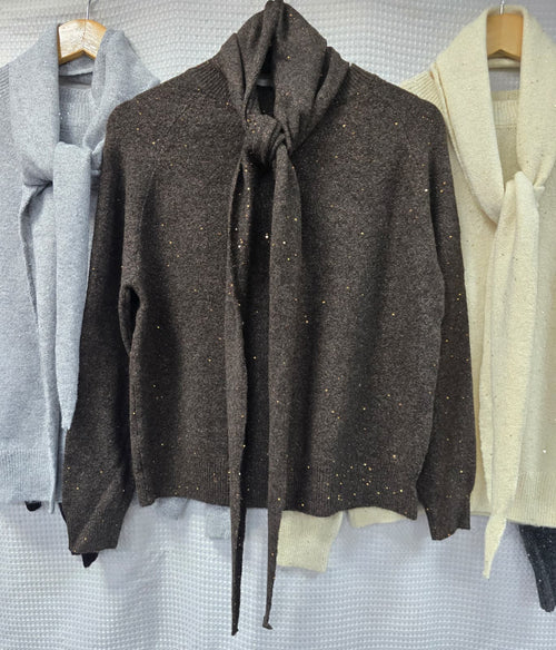 Sequin Lurex Scarf Knit Jumper