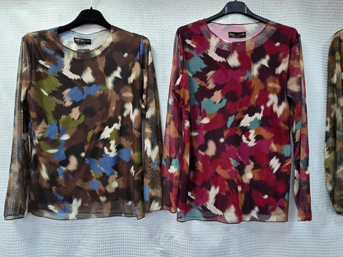 Camouflage Print Fully Lined Mesh Top