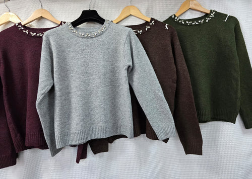 Crystal Neck Soft Touch Knit