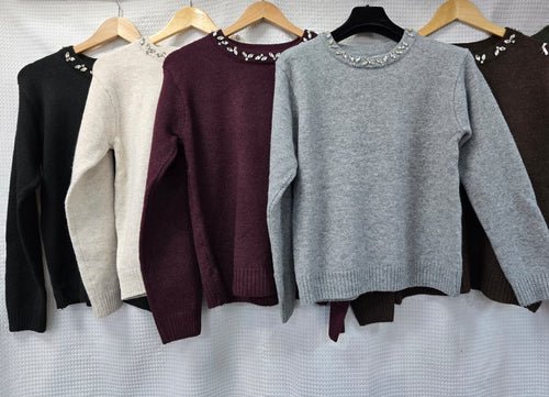 Crystal Neck Soft Touch Knit