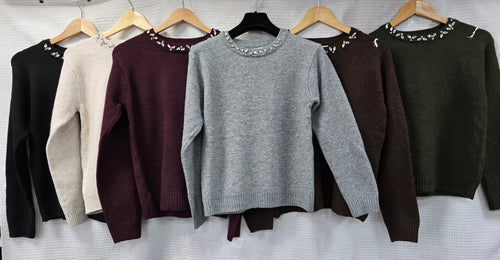 Crystal Neck Soft Touch Knit