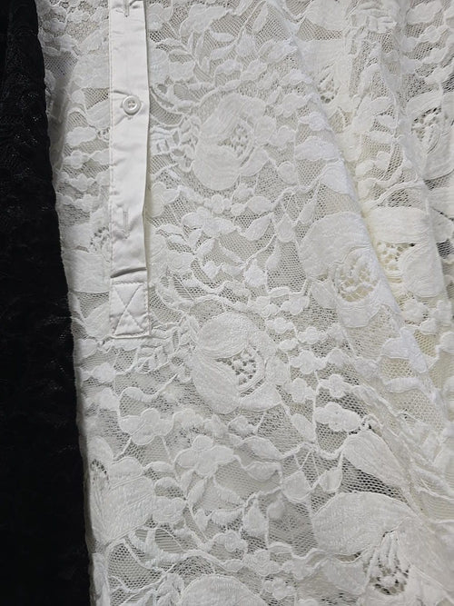 Lace Mesh Velvet Embossed Shirt