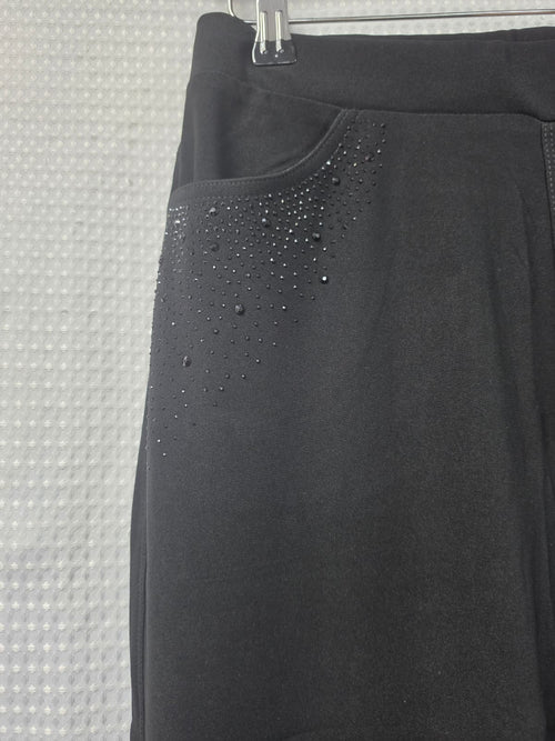 Diamante Pocket Trim Black Scuba Trousers