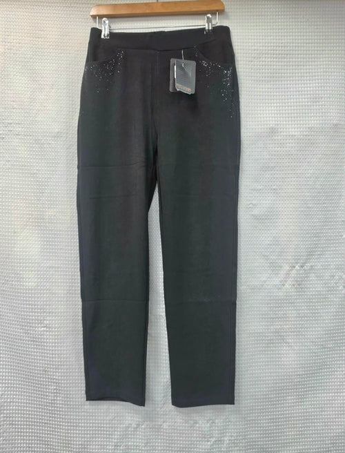 Black diamante side trim scuba soft trousers
