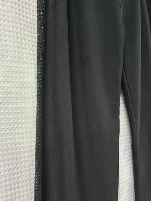 Black diamante side trim scuba soft trousers