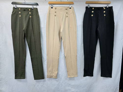 Military Gold Button Cotton Soft Trousers