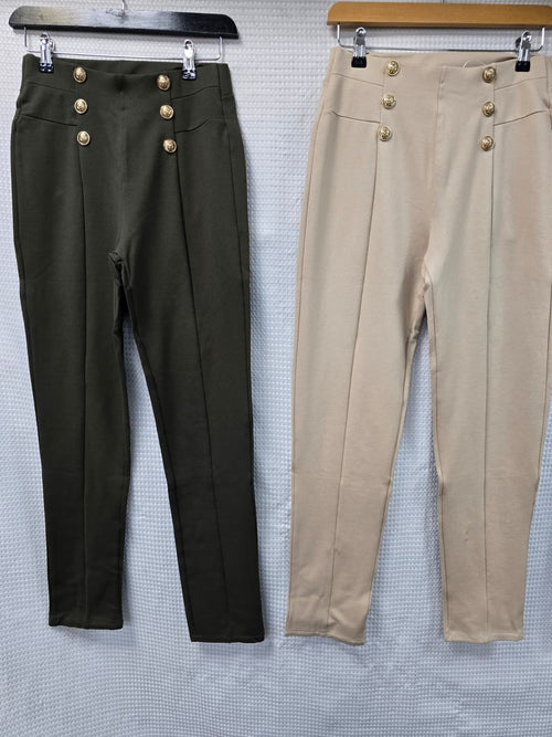 Military Gold Button Cotton Soft Trousers