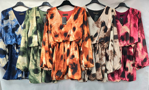 Bambi Long Sleeve Bubble Hem Mini Dress