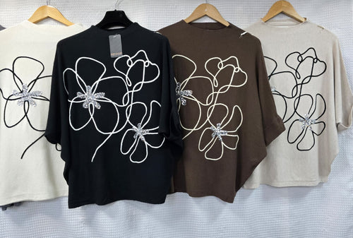 Sequin Swirl Embroidery Knit Jumper
