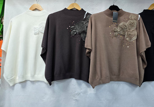 3D Sequin Rose Knit Jumper