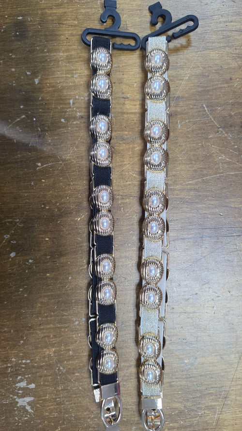 Thin Pearl Embellished Stretch Belt