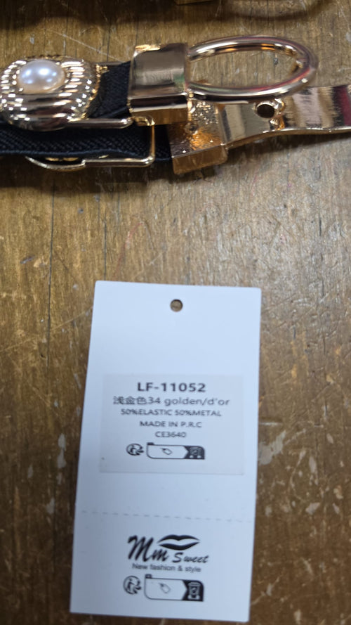 Thin Pearl Embellished Stretch Belt