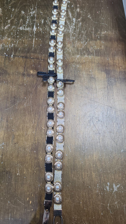 Thin Pearl Embellished Stretch Belt