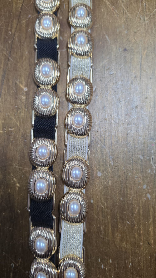 Thin Pearl Embellished Stretch Belt
