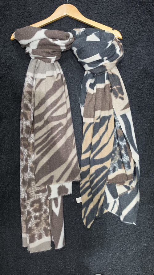 Tonal Animal Reversible Wool Blend Scarf