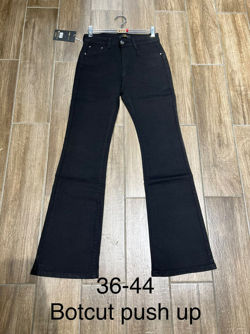 Plain Black Bootcut Push Up Voggo Denim Jeans