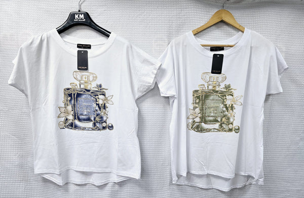 Perfume Bottle Diamante Cotton Tshirt