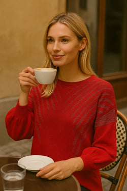 Ribbed Sequin Batwing Knit
