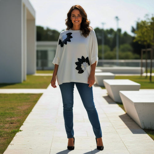 Sequin Lily Fine Batwing Knit