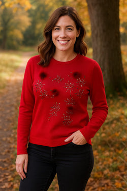 Pom Crystal Burst Knit Jumper