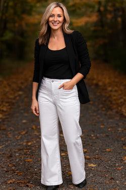 Wide Leg White Two Front Pocket Voggo Jeans
