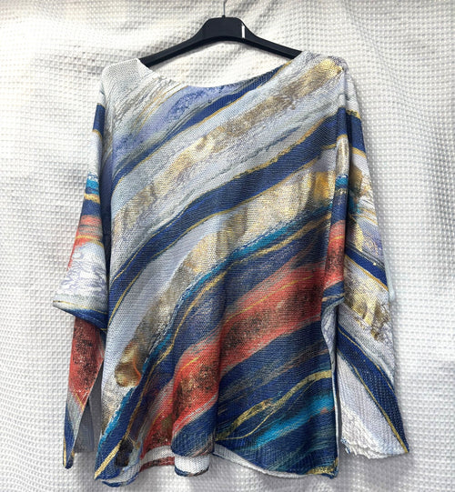 Marble Cut Gold Metallic Fine Mesh Knit