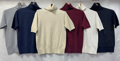 Shimmer Stud Polo Neck Knit