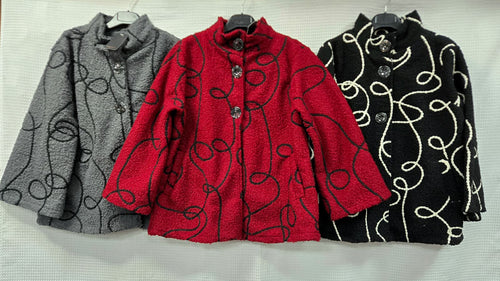 Cornelli Stitch Teddy Boucle Coatigan