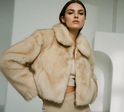 Luxury Faux Fur Gold Zip Coat