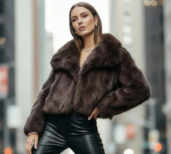 Big Collar Soft Touch Luxurious Faux Fur Coat