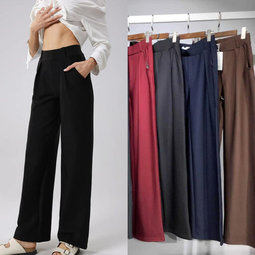 Wide Leg Yu&Me Scuba Bi Stretch Elasticated Stretch Trousers
